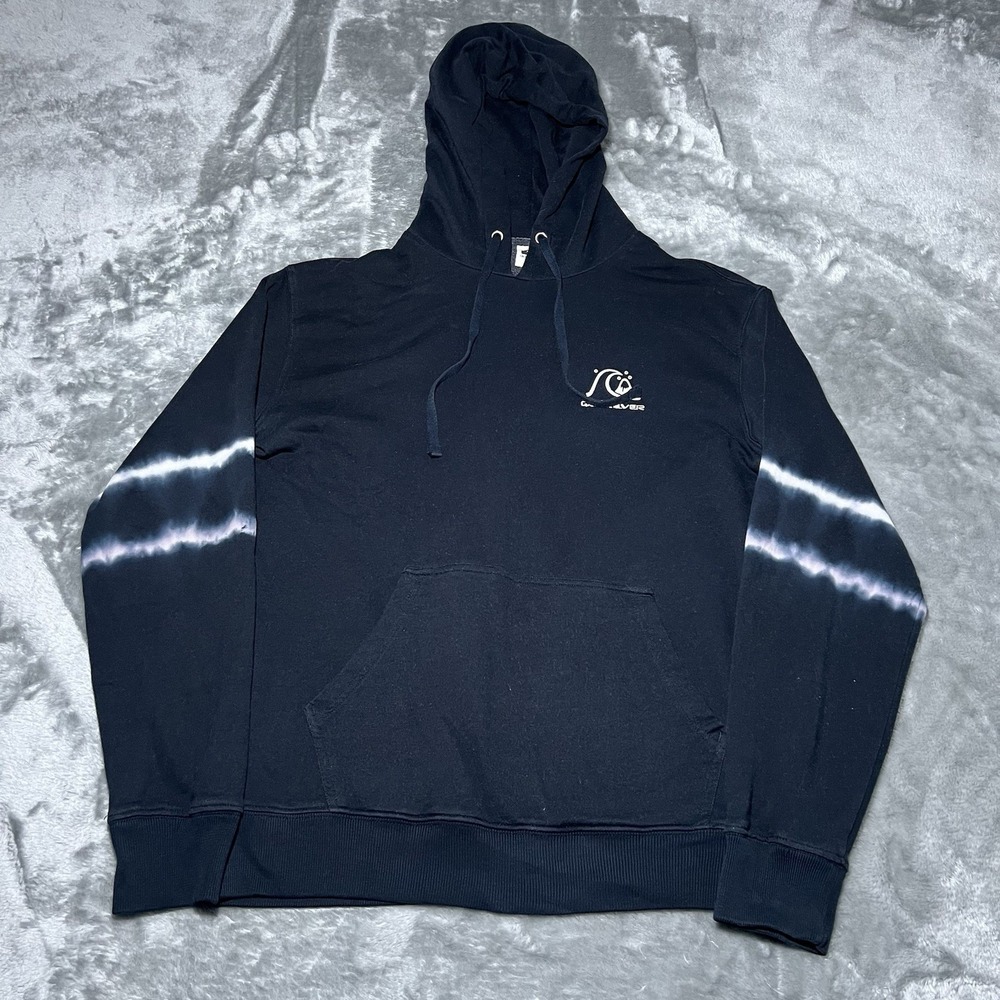 Quiksilver Hoodie Men Size Small Logo Graphic Pullover Black Skate Surf